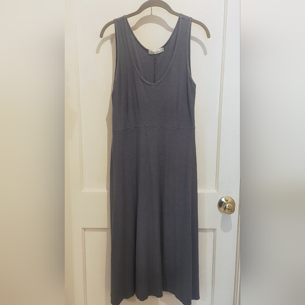 cut loose Cotton Linen Midi Sun Dress Denim Blue Minimalist Women's Small USA